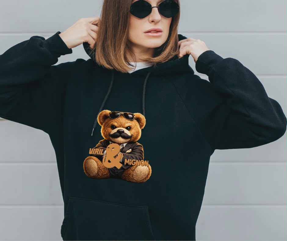 Hoodie Bear Iconic — Noir